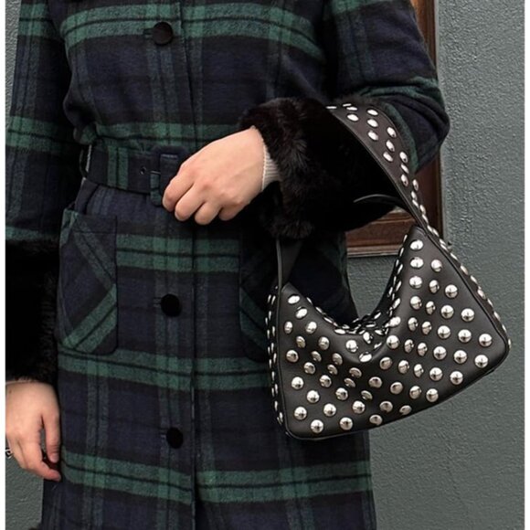 Studded Purses Y2k Shoulder Bag 90s Punk Women Small Shouder Purse Vegan Leather - Picture 3 of 7